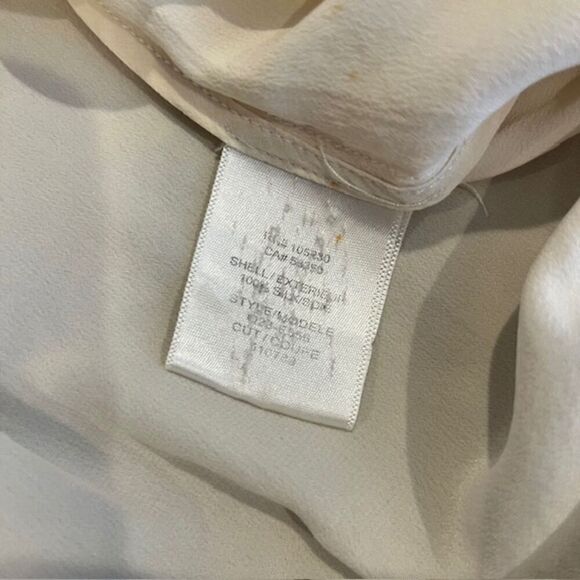 Equipment Silk Button Front Shirt Chest and Side Pockets Cream Color Oversized S - Picture 10 of 14